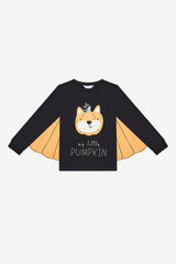 Cotton Unisex Kids Pumpkin Bear Antique Green Pajama Set