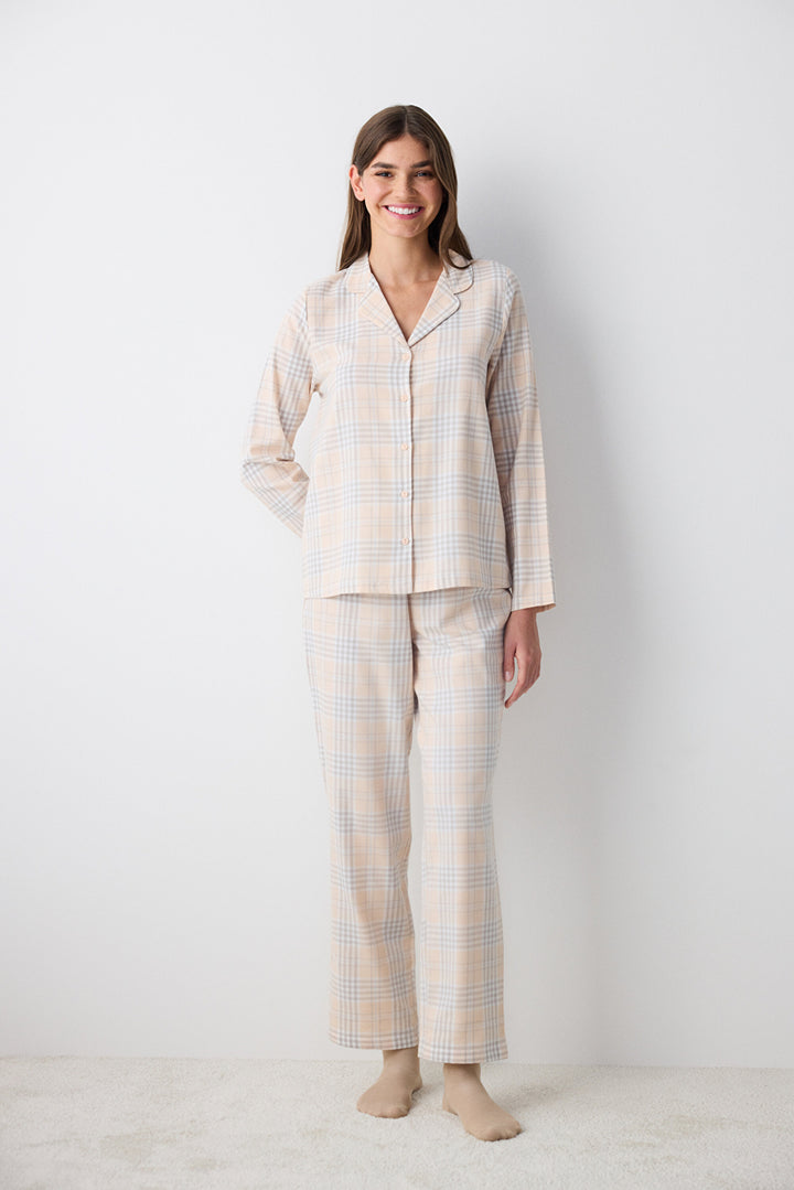 Cotton Ellie Checked Shirt Pants Pajama Set