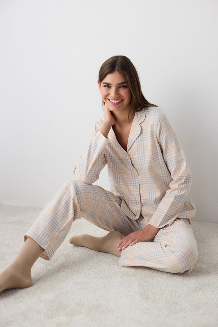 Cotton Ellie Checked Shirt Pants Pajama Set