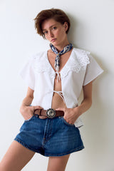 Optic White Alia Lace V-Neck Short Sleeve Pajama Set