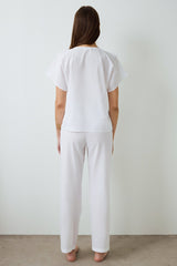 Optic White Alia Lace V-Neck Short Sleeve Pajama Set