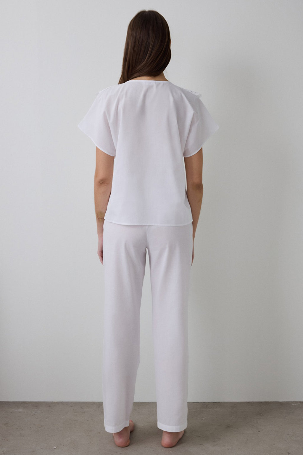 Optic White Alia Lace V-Neck Short Sleeve Pajama Set