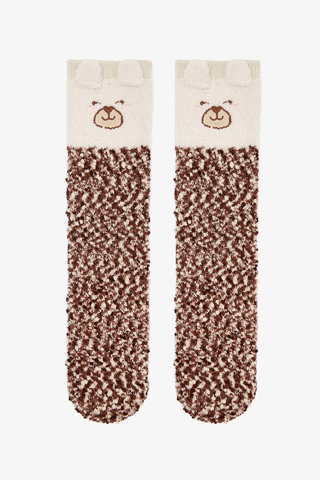 Off White Sleepy Bear Embroidered Slippers