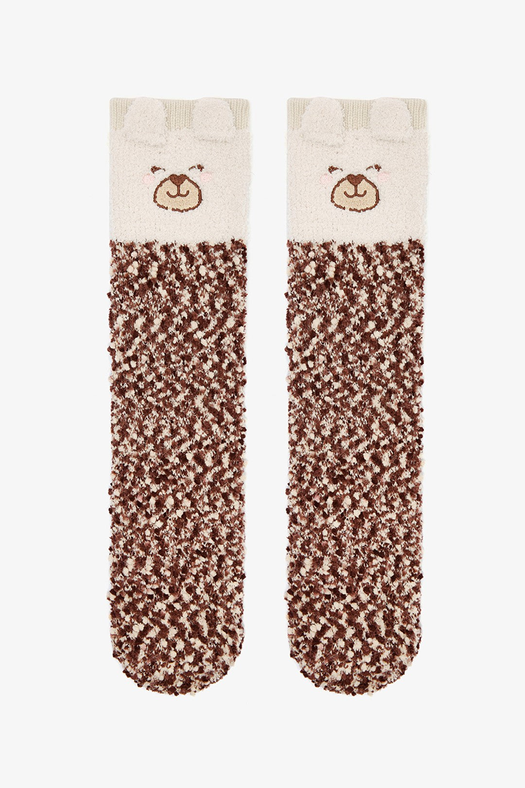 Off White Sleepy Bear Embroidered Slippers