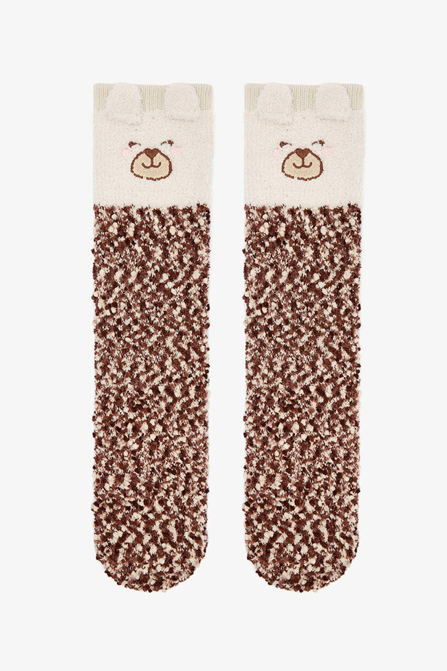 Off White Sleepy Bear Embroidered Slippers Hover Image