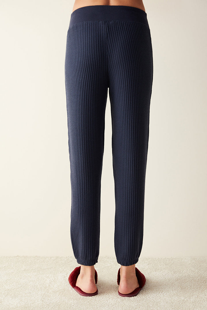 Lilah Waffle Navy Blue Trousers Navy Blue Pajama Bottoms