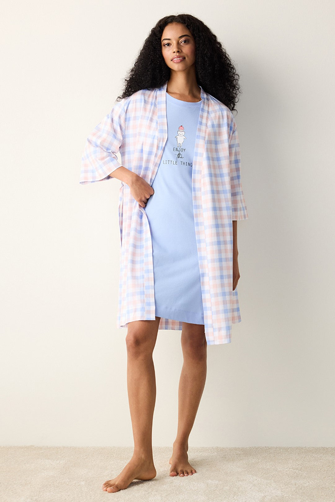 Joyful Gingham Multicoloured Dressing Gown