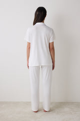 Lana Solid Shirt Off White Pajama Set