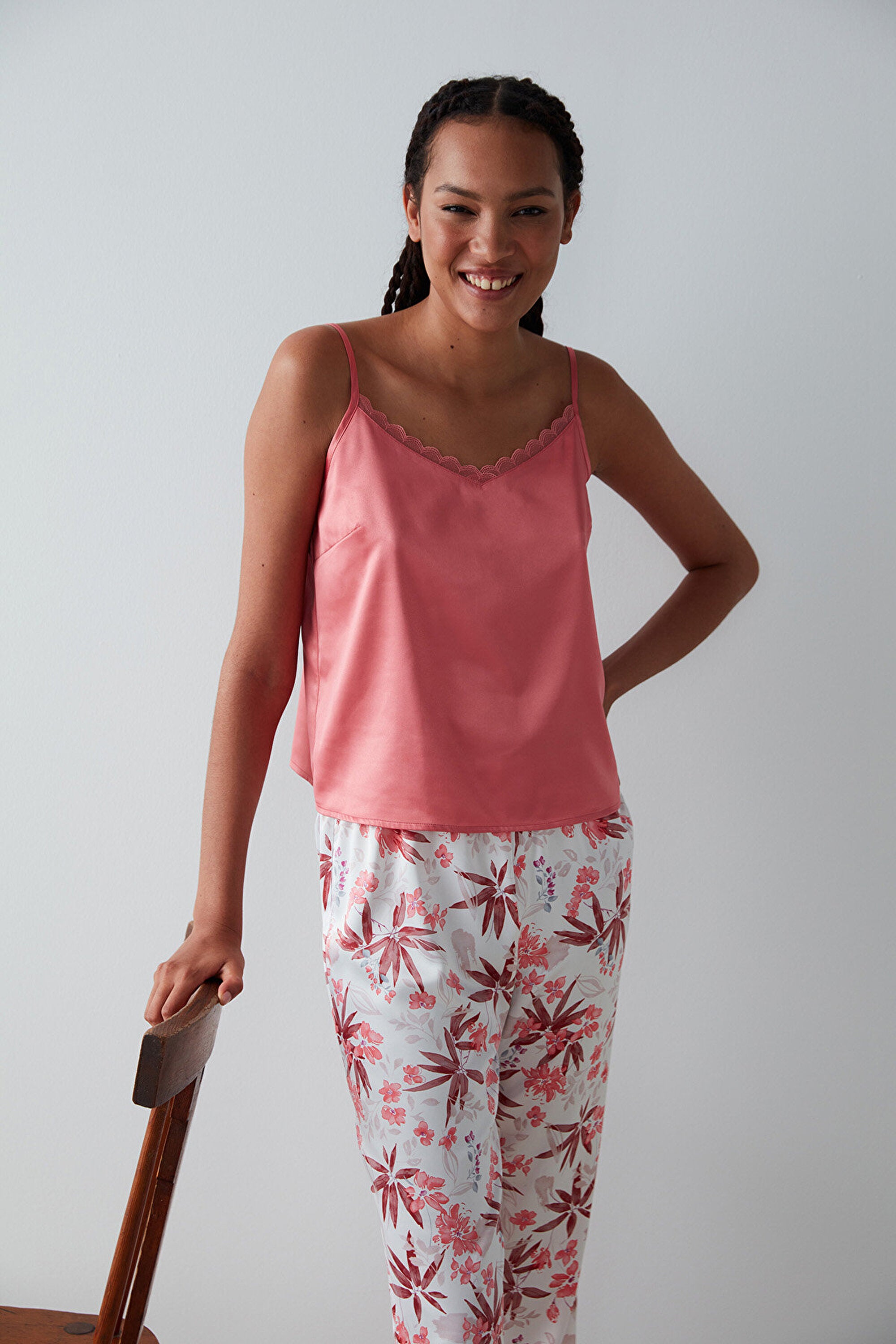 Rosy Printed Satin Pants PJ Bottom