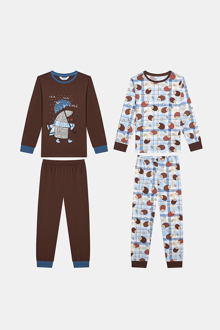 Cotton Boy Hedgedog 2-Piece Multicolored Pajama Set