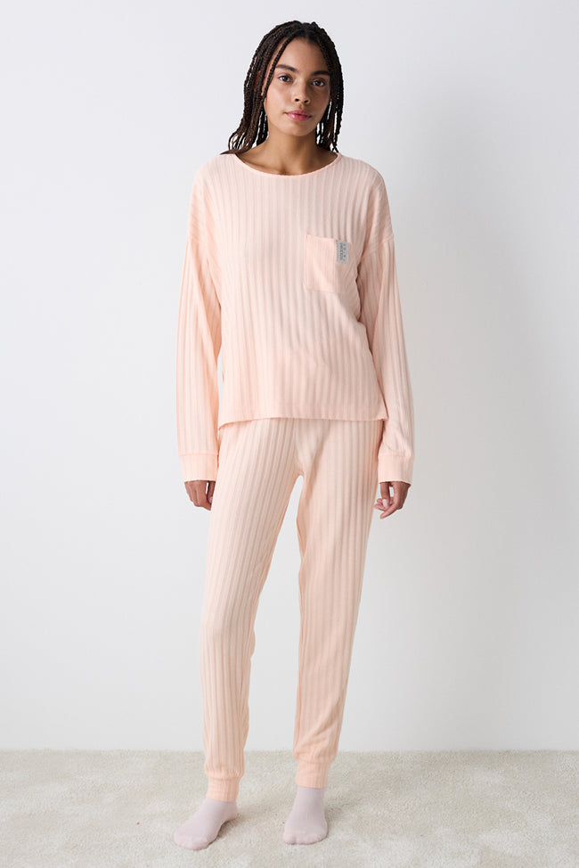 Cozy Rib Pink Sweatshirt Hover Image
