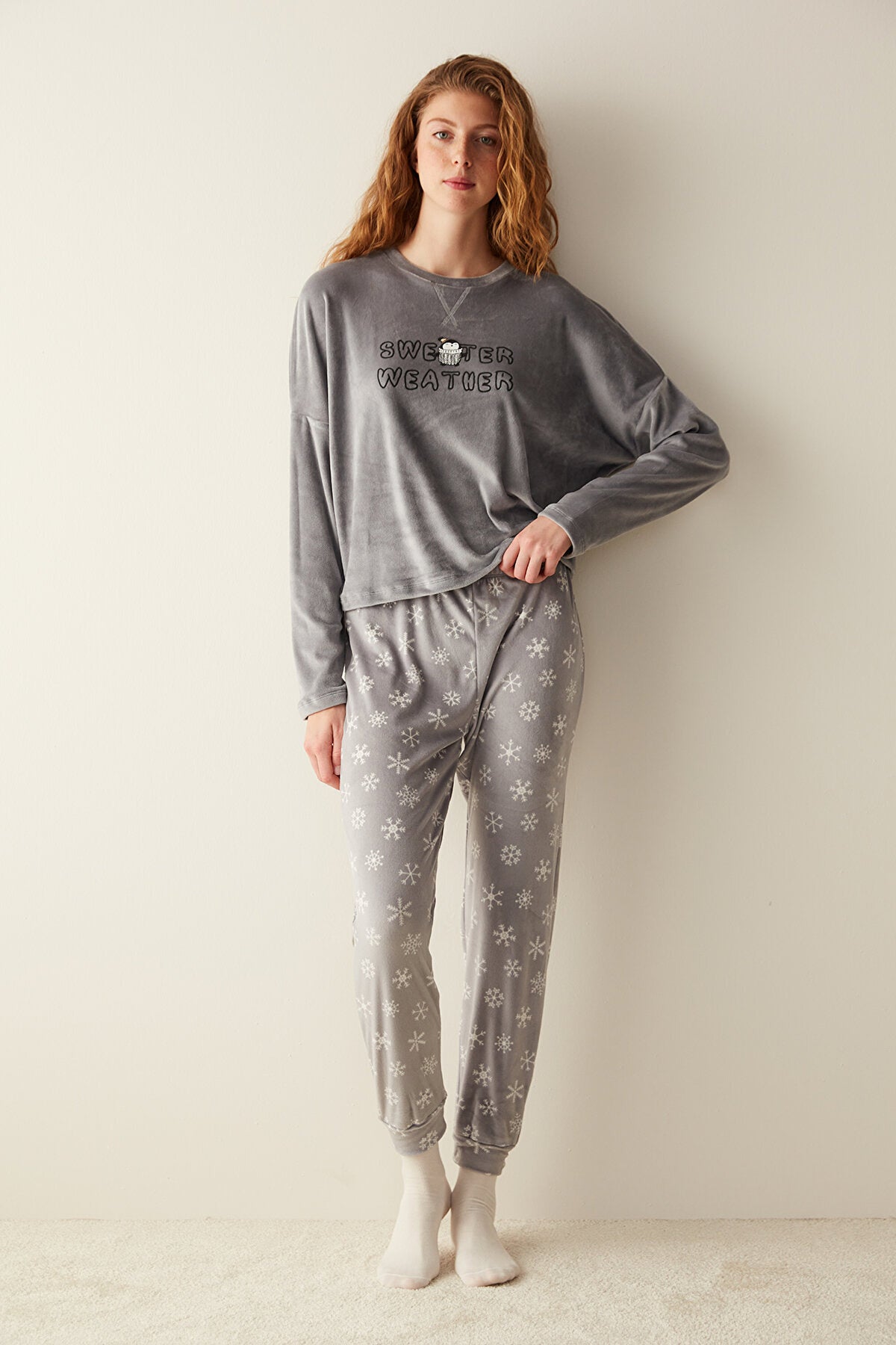 Cute Penguin Fuzzy Sweatshirt PJ Top