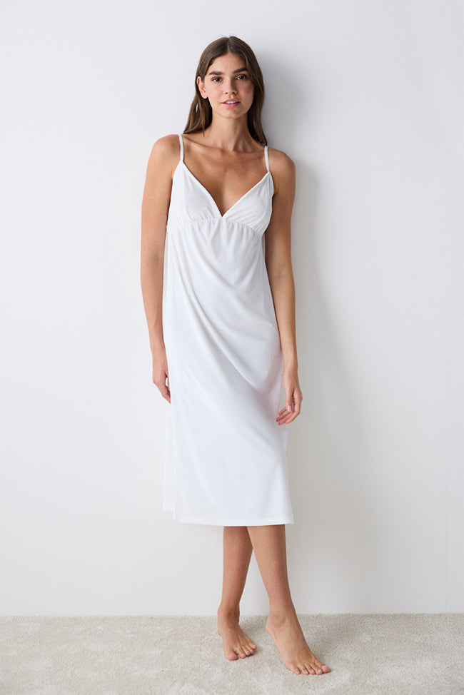 Maria Velvet Off White Dress Hover Image