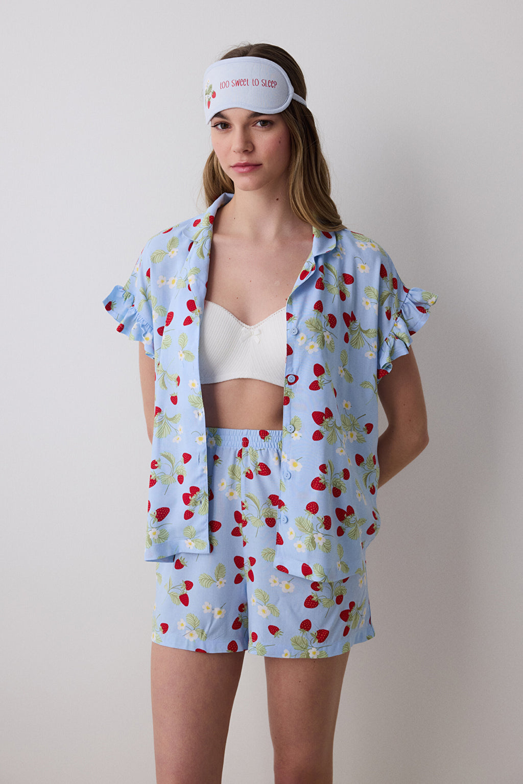 Strawberries Blue Sleepy Glasses