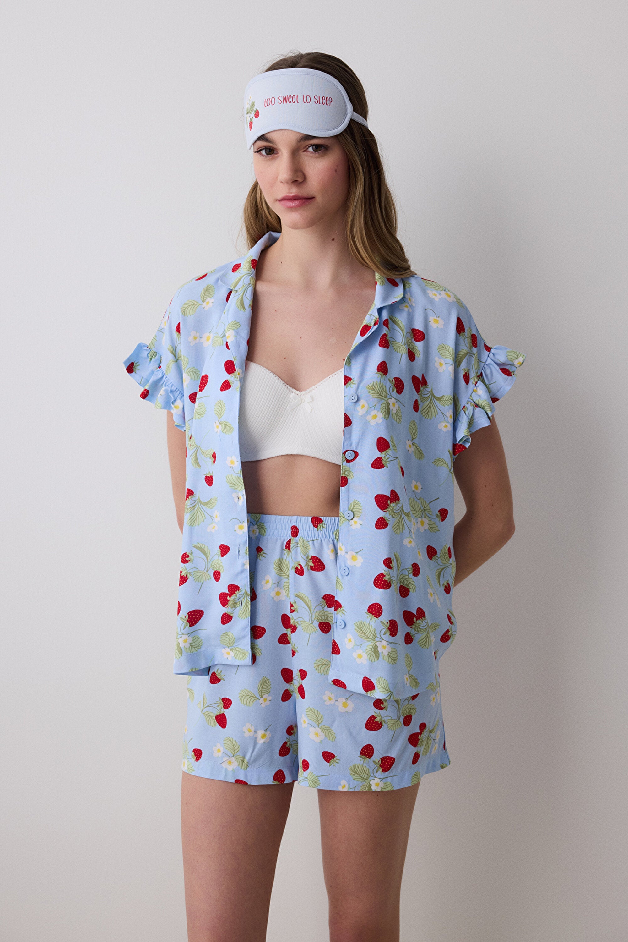 Strawberries Blue Sleepy Glasses