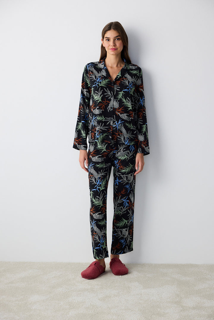 Quinn Black Shirt Pants Pajama Set