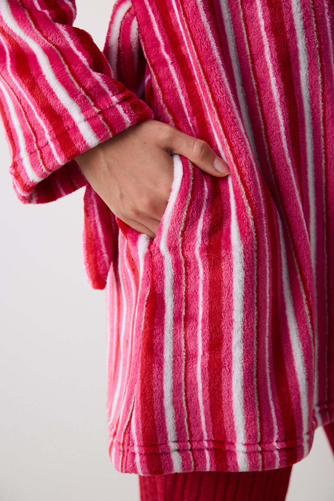 Soft Colored Striped Fuchsia Dressing Gown