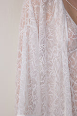 Off-White Bridal Dressing Gown with Lace Detail