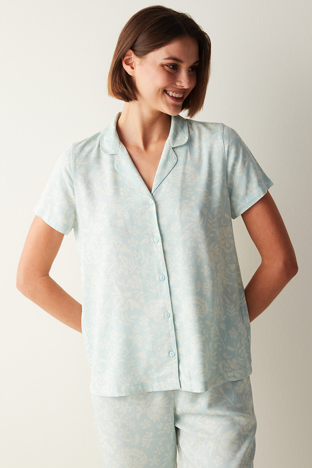 Josie Green Printed Short Sleeve Shirt & Pants Pyjamas Set