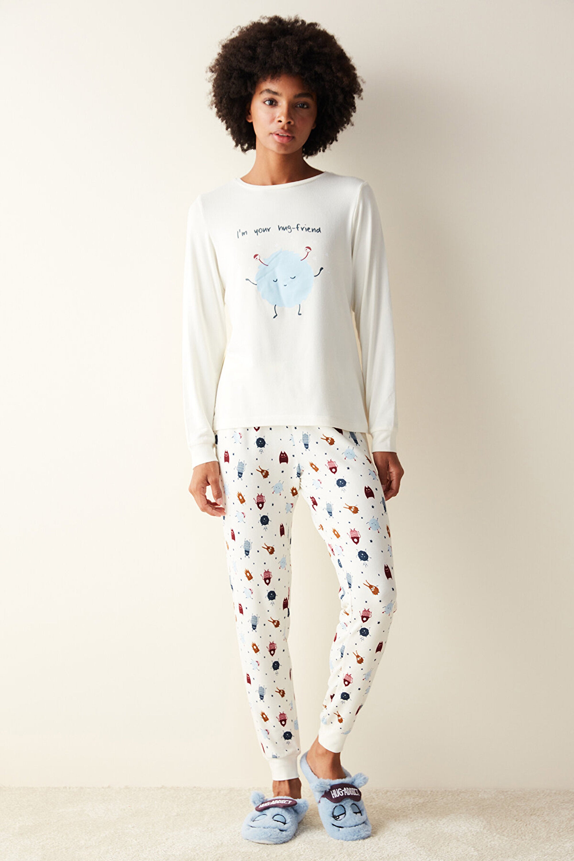 Hug Friend White Thermal Tshirt PJ Top