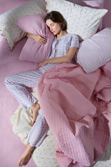 Purple Gingham Pants Pajama Set