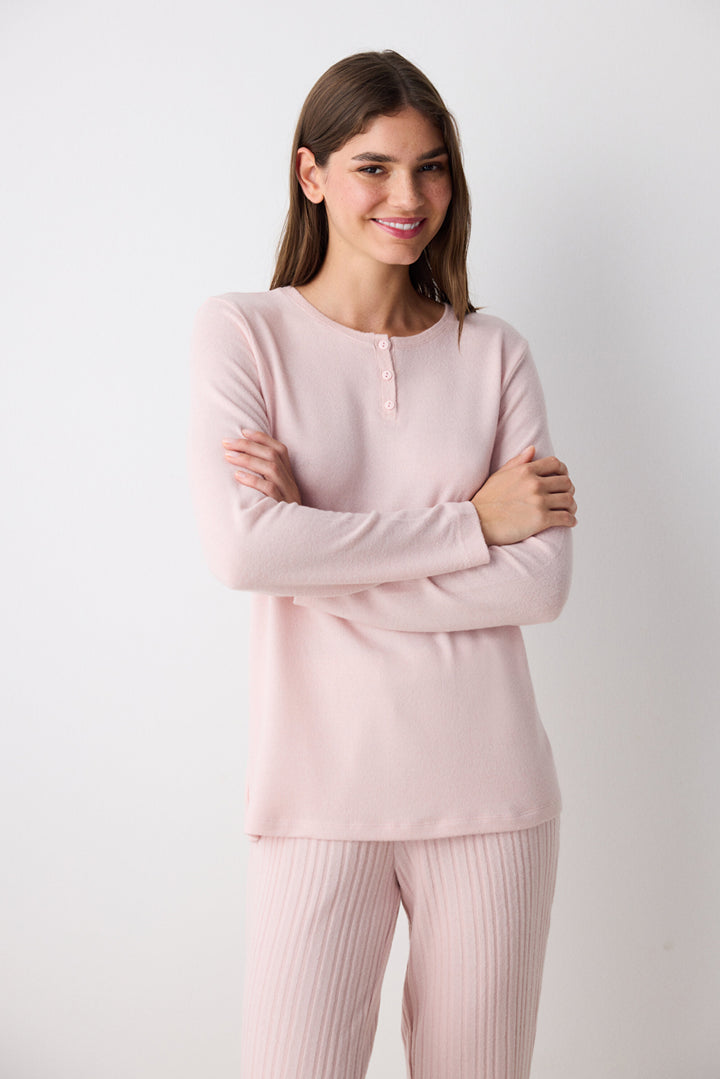 Pink Soft Dusty Rose Pink Pants Pajama Set