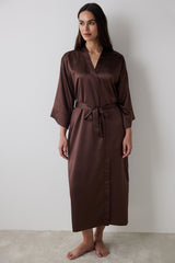 Lilah Satin Brown Dressing Gown