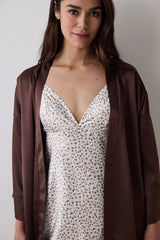 Lilah Satin Brown Dressing Gown