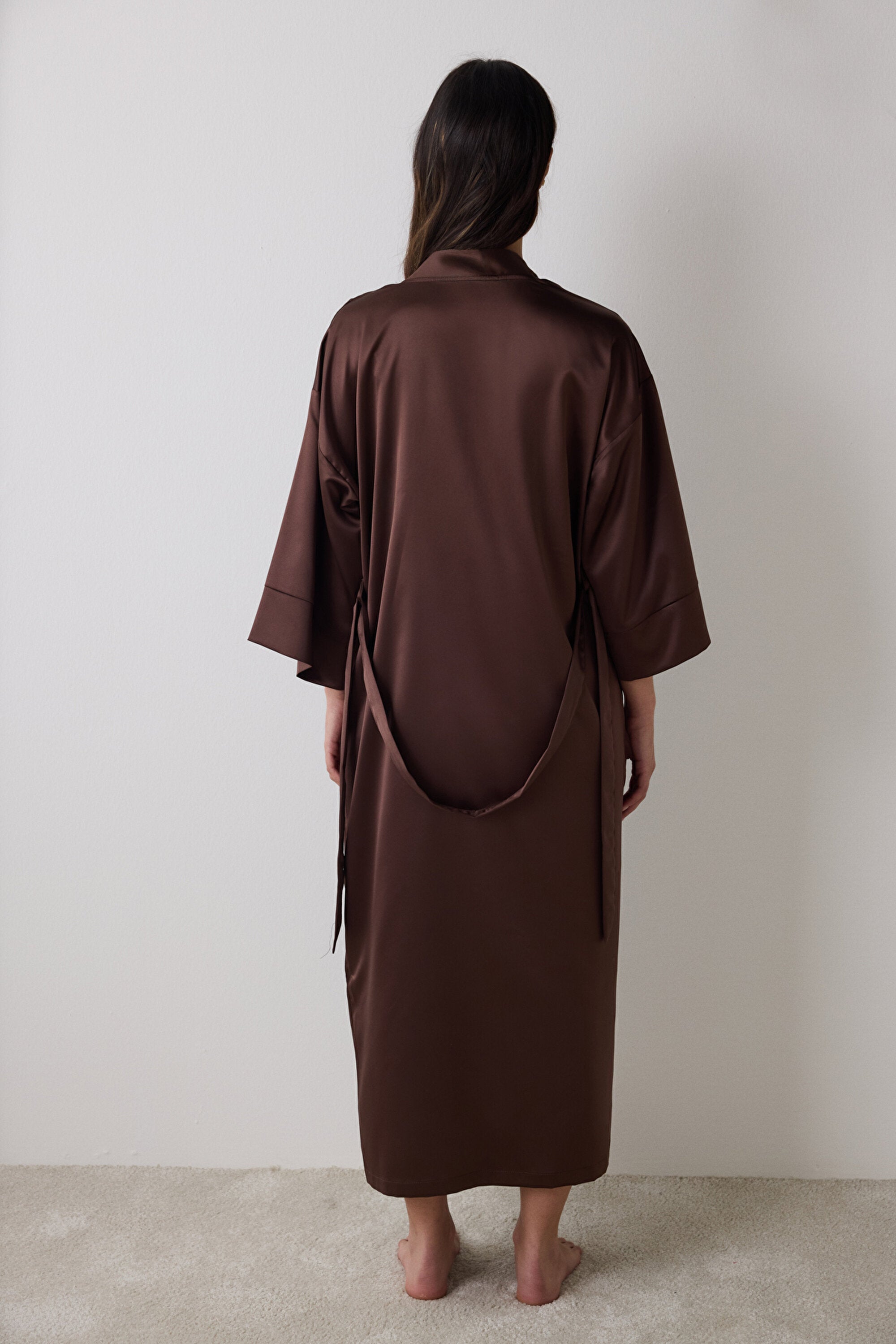 Lilah Satin Brown Dressing Gown