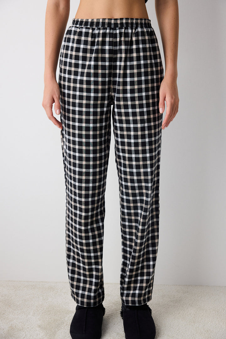 Cotton Alia Gingham Black Pants Pajama Bottoms