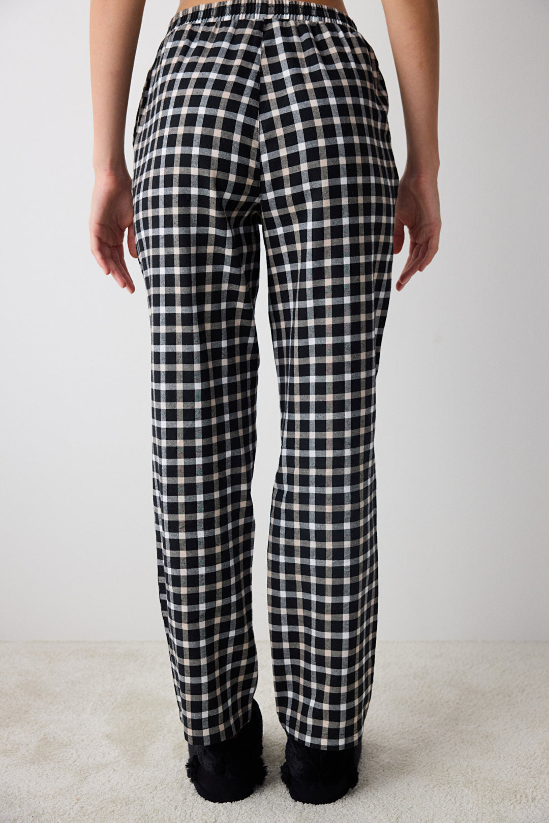 Cotton Alia Gingham Black Pants Pajama Bottoms