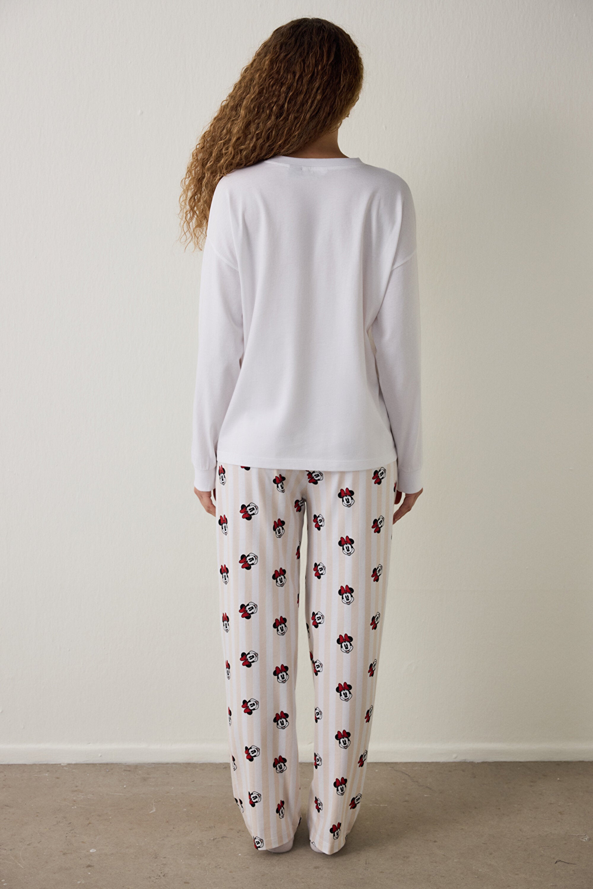 Optic White Mickey Mouse Printed Cotton Long Sleeve Pajama Set