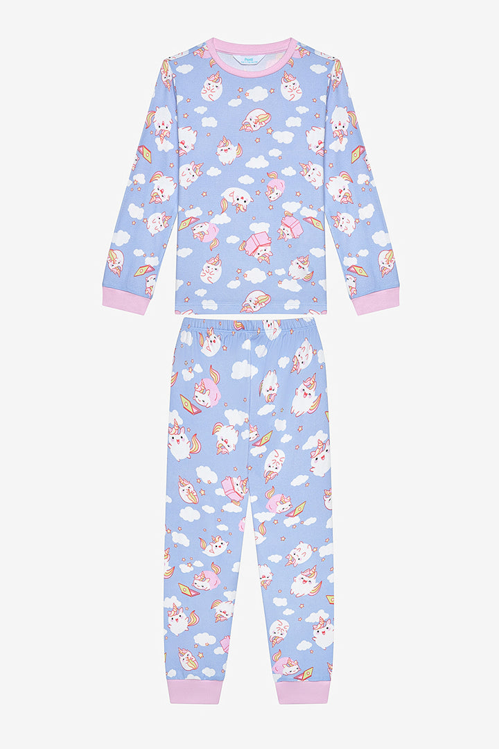 Girls Unicorn Thermal Multicolored Pajama Set