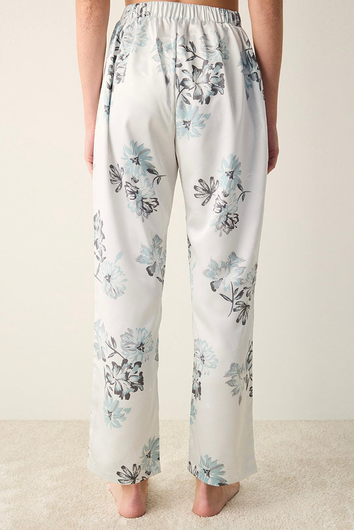 Camille Satin Light Grey Trousers Pajama Bottoms