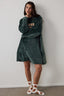 Dark Green Love Fluffy Embroidered Slogan Hooded Robe