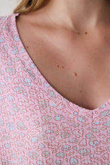 Light Pink Not Today Floral V-Neck Short Sleeve Pajama Top