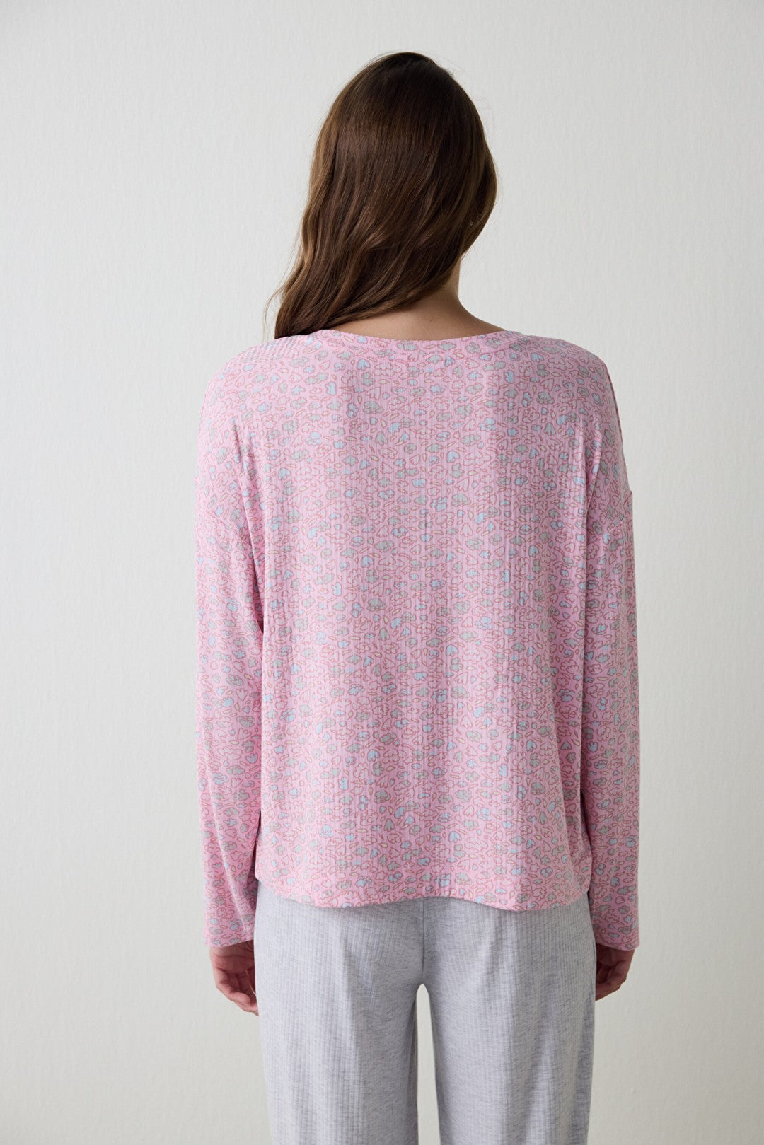 Light Pink Not Today Floral V-Neck Short Sleeve Pajama Top