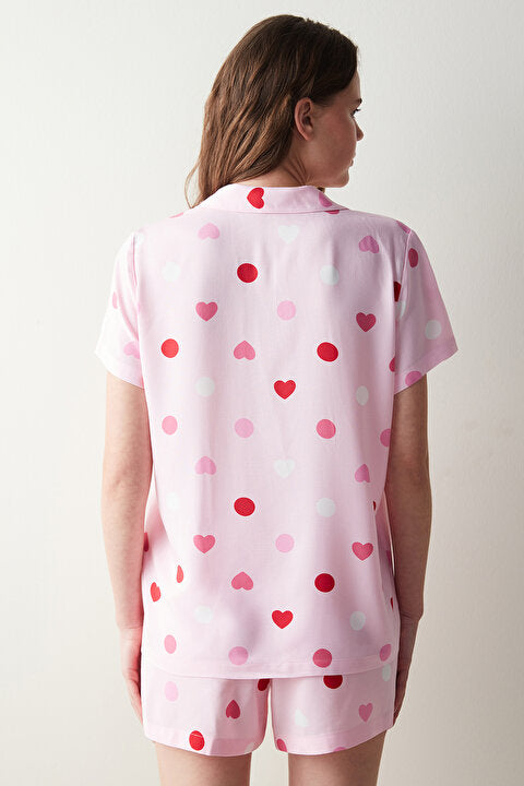 Base Cute Hearts Short Sleeve Shirt Shorts Pyjamas Set
