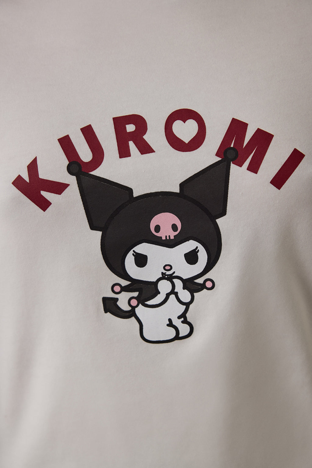 Off-White Kuromi Print Boat Neck Cotton Long-Sleeve Pajama Set