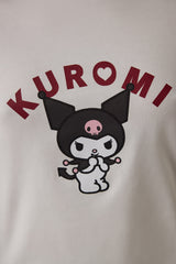 Off-White Kuromi Print Boat Neck Cotton Long-Sleeve Pajama Set