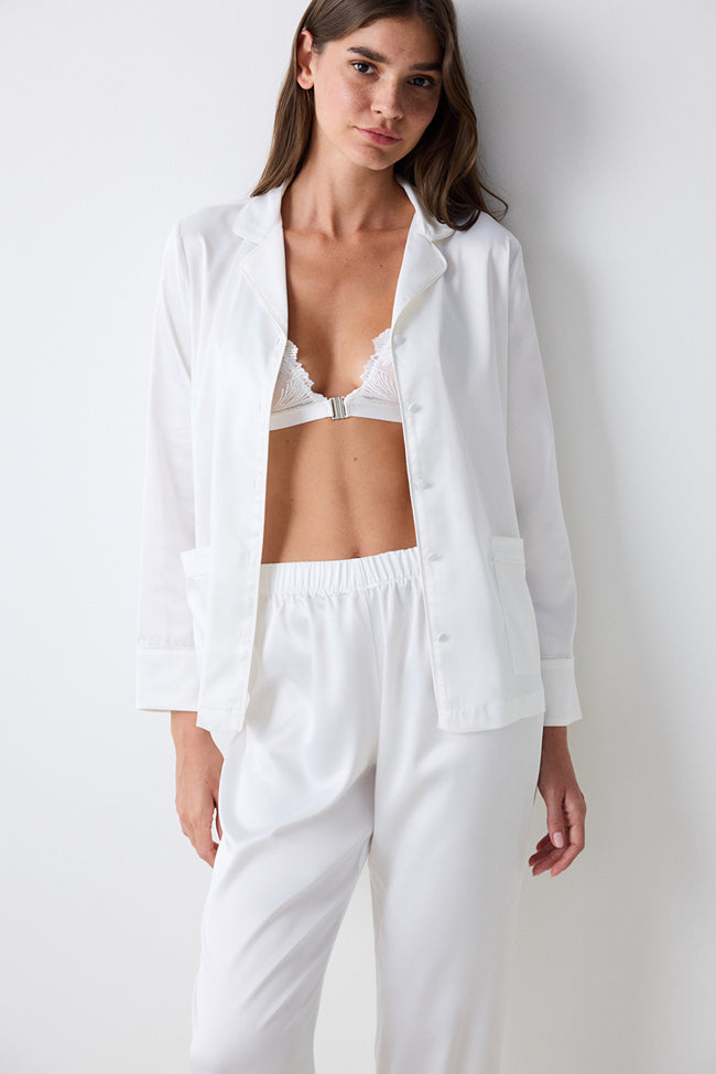 Bridal Aura Off White Shirt Pants Pajama Set Main Image