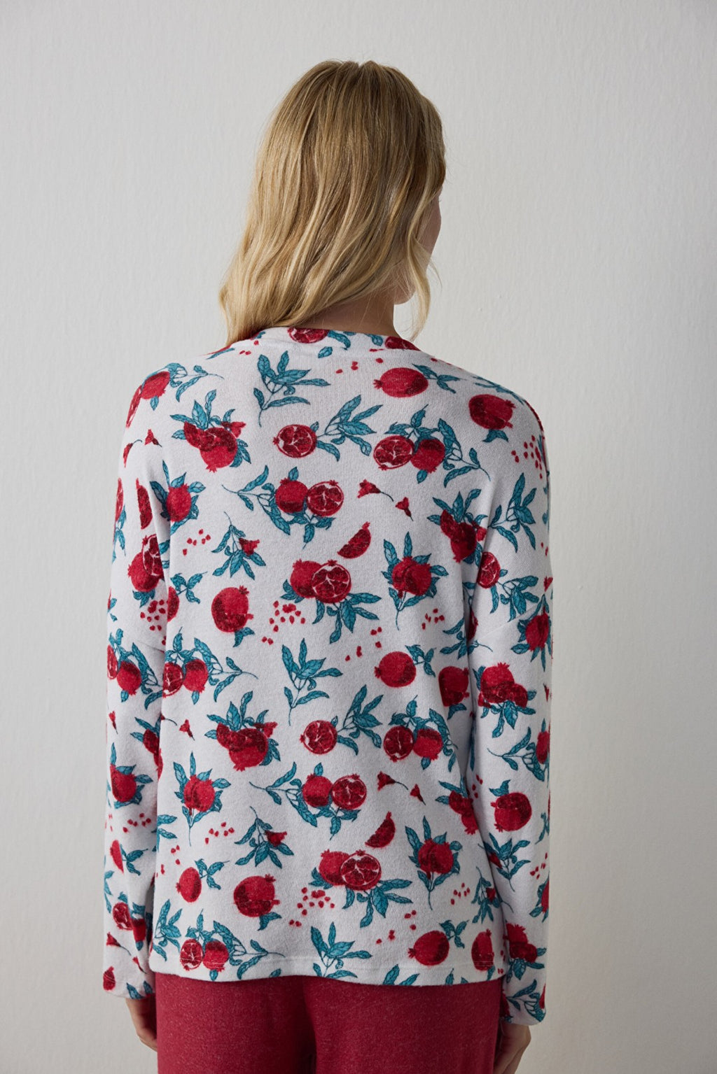 Best Season Crew Neck Long Sleeve Thermal Effect Pajama Top