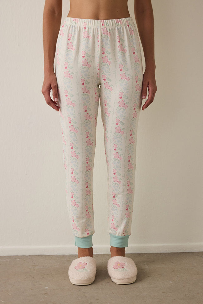 Gardenia Cute Flowers Floral Thermal Effect Pajama Bottoms Hover Image