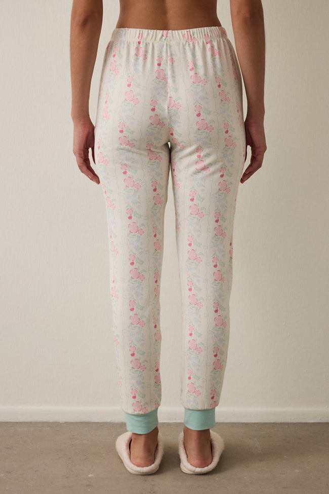 Gardenia Cute Flowers Floral Thermal Effect Pajama Bottoms Main Image