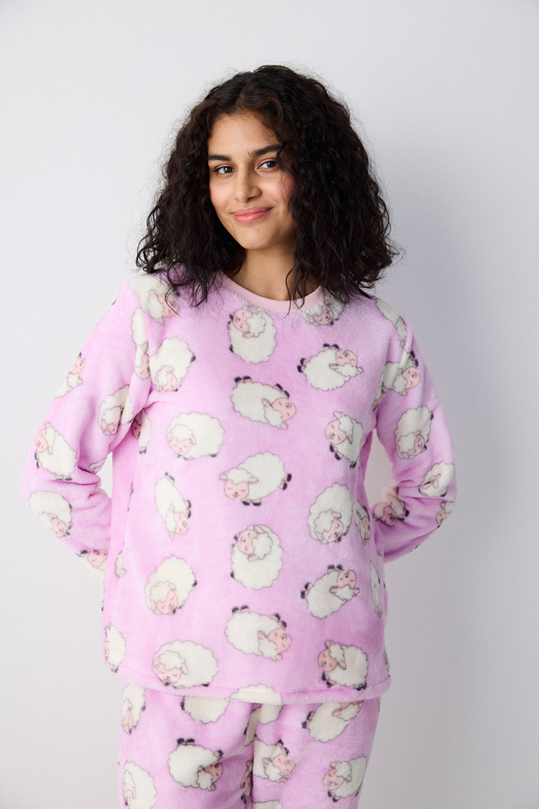 Cute Sheeps Lilac Pants Pajama Set