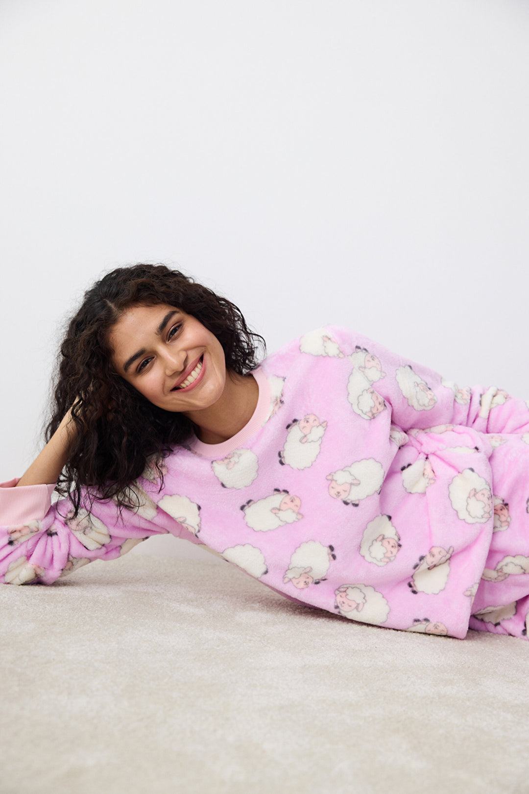 Cute Sheeps Lilac Pants Pajama Set