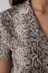 Printed Brown Shirt Shorts Pajama Set