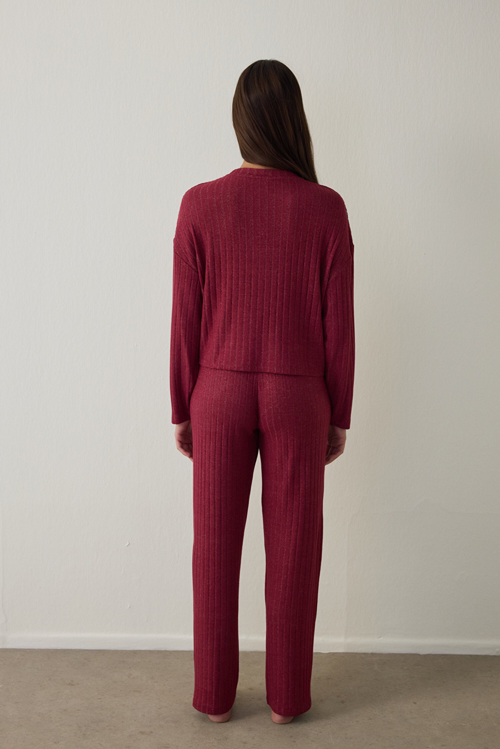 Burgundy Kuromi Print Long-Sleeve Pajama Set