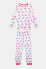 Cotton Girls Badminton 2-Piece Multicolored Pajama Set