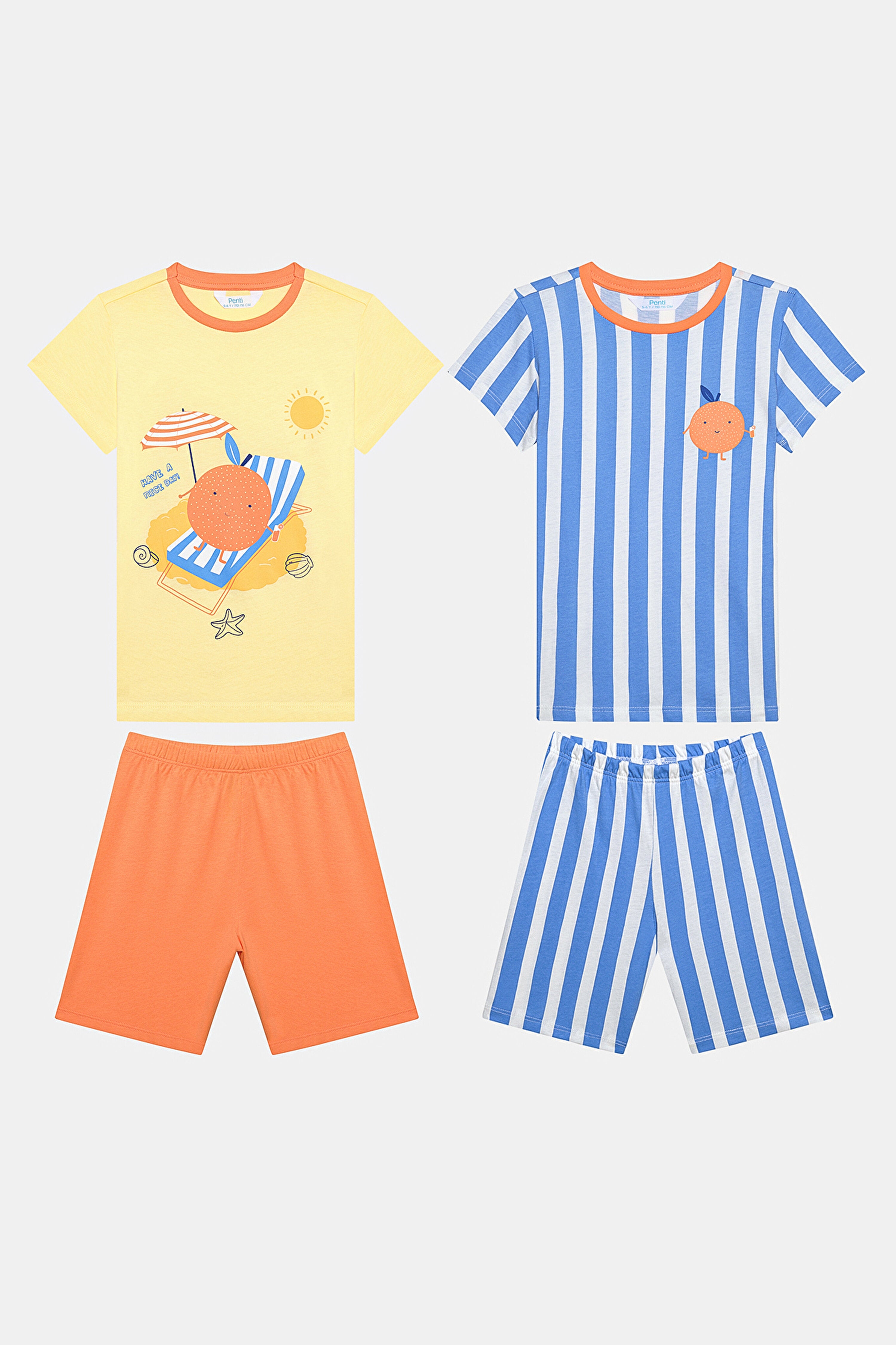 Boys Orange 2in1 PJ Set